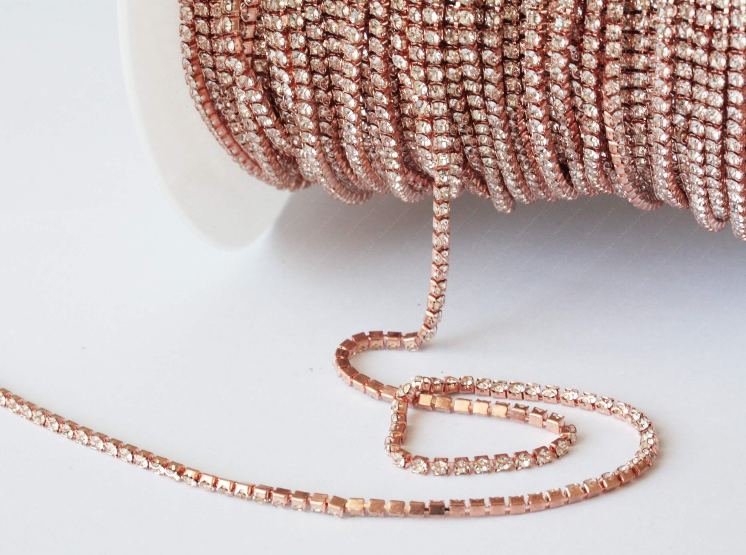 Ланцюжок стразовий Copper + Crystal